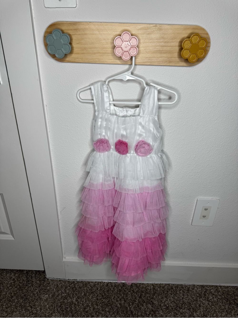 Jona Michelle White and Pink Layered Tulle Party Dress